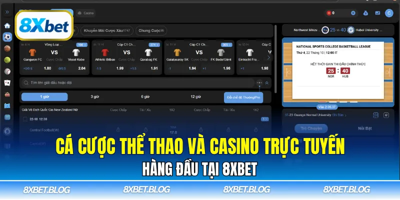 Cá cược thể thao và casino trực tuyến hàng đầu tại 8xbet